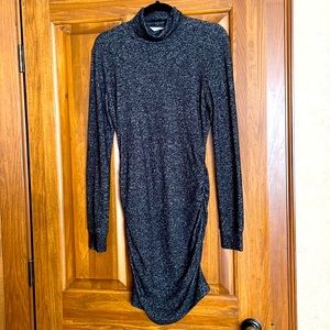 Athleta Sweater dress, above the knee, black and grey print.